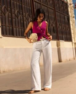 CHALECO MADE YOU LOOK · CEREZA -[品牌] Ventas THE-ARE chaleco asimetrico punto cereza botones estrella dorados mujer the are 5