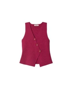 CHALECO MADE YOU LOOK · CEREZA -[品牌] Ventas THE-ARE chaleco asimetrico punto cereza botones estrella dorados mujer the are eci img 5