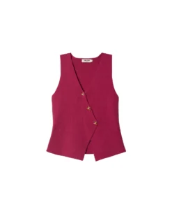 CHALECO MADE YOU LOOK · CEREZA -[品牌] Ventas THE-ARE chaleco asimetrico punto cereza botones estrella dorados mujer the are eci img 5 scaled