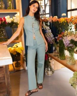 CHALECO BREAK IN · AZUL -[品牌] Ventas THE-ARE chaleco azul botones conjunto mujer the are 6