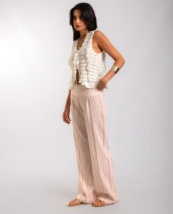 CHALECO ETERNAL WAVES · CRUDO -[品牌] Ventas THE-ARE chaleco calado blanco fruncidos mujer the are eci img 4