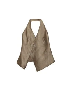 CHALECO ETHEREAL MUSE · DORADO -[品牌] Ventas THE-ARE chaleco dorado escote halter satinado conjunto elegante fiesta mujer the are eci img 5