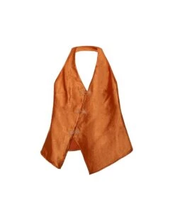 CHALECO ETHEREAL MUSE · NARANJA -[品牌] Ventas THE-ARE chaleco naranja escote halter satinado conjunto elegante fiesta mujer the are eci img 5