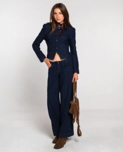 CHAQUETA DOWNTOWN · AZUL -[品牌] Ventas THE-ARE chaqueta azul entallada vaquera botones conjunto mujer the are eci img 4