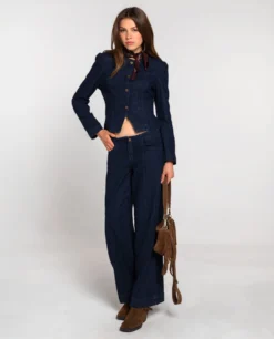 CHAQUETA DOWNTOWN · AZUL -[品牌] Ventas THE-ARE chaqueta azul entallada vaquera botones conjunto mujer the are eci img 4 scaled