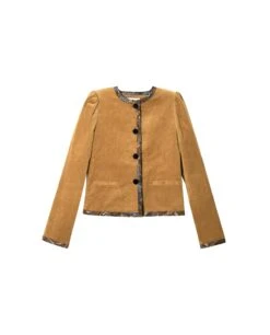 CHAQUETA NEW IN TOWN · CAMEL -[品牌] Ventas THE-ARE chaqueta corta pana camel magas abullonadas detalles estampados mujer the are eci img 5
