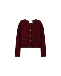 CHAQUETA CITY CALLING · BURDEOS -[品牌] Ventas THE-ARE chaqueta corta punto burdeos detalles verde botones dorados mujer the are eci img 5