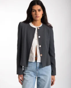 CHAQUETA MY ROUTE · GRIS -[品牌] Ventas THE-ARE chaqueta gris entallada abotonada forro elegante mujer the are 1 a scaled