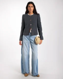 CHAQUETA MY ROUTE · GRIS -[品牌] Ventas THE-ARE chaqueta gris entallada abotonada forro elegante mujer the are 2 a scaled