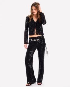 CHAQUETA BEST NIGHT IN... · NEGRO -[品牌] Ventas THE-ARE chaqueta negra lentejuelas lazadas conjunto fiesta mujer the are 1