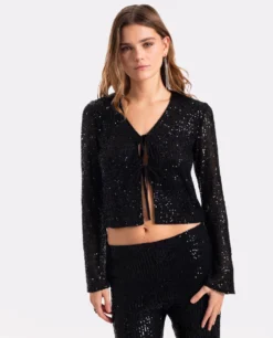 CHAQUETA BEST NIGHT IN... · NEGRO -[品牌] Ventas THE-ARE chaqueta negra lentejuelas lazadas conjunto fiesta mujer the are 3 scaled