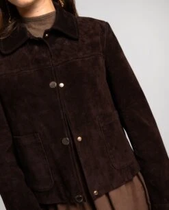 CHAQUETA HER MOMENT · MARRÓN -[品牌] Ventas THE-ARE chaqueta piel marron forrada cuello camisero botones metalicos mujer the are eci img 3