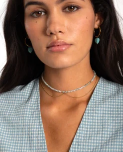 COLLAR PEBBLES AMAZONITE · ACERO BAÑO ORO