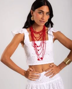 COLLAR MAXI REEF · ROJO -[品牌] Ventas THE-ARE collar largo multitiras cuentas rojo mujer the are 4