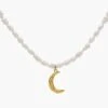COLLAR PEARL MOON · ACERO BAÑO ORO