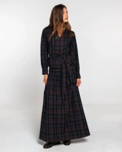 FALDA TALK LATER · CUADROS TARTÁN -[品牌] Ventas THE-ARE falda azul cuadros larga conjunto mujer the are eci img 1