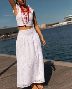 FALDA WISH YOU WERE · BLANCO -[品牌] Ventas THE-ARE falda calada blanca cintura mujer the are 2