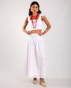 FALDA WISH YOU WERE · BLANCO -[品牌] Ventas THE-ARE falda calada blanca cintura mujer the are eci img 1