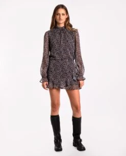 FALDA MANY REASONS · ESTAMPADO -[品牌] Ventas THE-ARE falda corta animal print volantes beige negro volantes conjunto mujer the are eci img 1