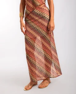 FALDA CORAL SOUL · ESTAMPADO -[品牌] Ventas THE-ARE falda estampada larga brillos conujnto mujer the are eci img 2 scaled