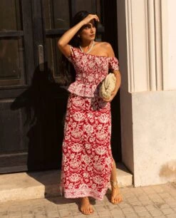 FALDA SUNKISSED DAYS · ESTAMPADO -[品牌] Ventas THE-ARE falda estampada recta roja mujer the are 2