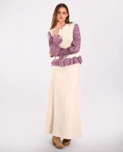 FALDA ANYWHERE YOU GO · BEIGE -[品牌] Ventas THE-ARE falda larga beige trabillas mujer the are eci img 1