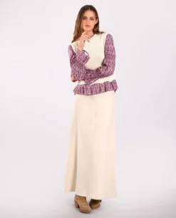 FALDA ANYWHERE YOU GO · BEIGE -[品牌] Ventas THE-ARE falda larga beige trabillas mujer the are eci img 1 scaled