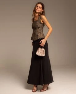 FALDA EUGENIA · COBRE -[品牌] Ventas THE-ARE falda larga cobre midi punto calado elegante invitada mujer the are 1