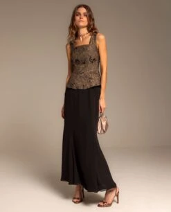 FALDA EUGENIA · COBRE -[品牌] Ventas THE-ARE falda larga cobre midi punto calado elegante invitada mujer the are 2