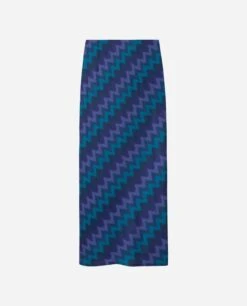 FALDA DECISIONS · ZIGZAG AZUL -[品牌] Ventas THE-ARE falda larga estampada azul punto mujer the are eci img 5