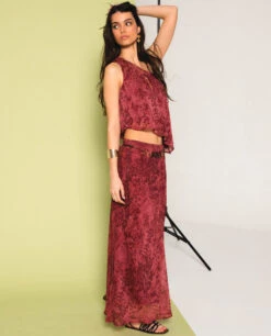 FALDA SUNLIT STROLL · BLUSH -[品牌] Ventas THE-ARE falda larga estampada blush conjunto elegante fiesta mujer the are 3