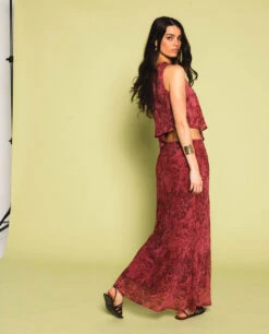 FALDA SUNLIT STROLL · BLUSH -[品牌] Ventas THE-ARE falda larga estampada blush conjunto elegante fiesta mujer the are 6