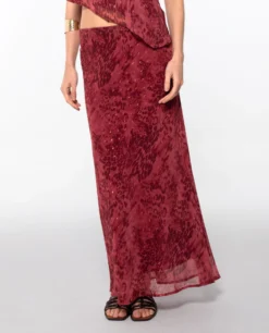 FALDA SUNLIT STROLL · BLUSH -[品牌] Ventas THE-ARE falda larga estampada blush conjunto elegante fiesta mujer the are eci img 2 scaled