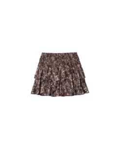 FALDA FRESH START · ESTAMPADO -[品牌] Ventas THE-ARE falda marron estampada nido de abeja doble volante conjunto mujer the are eci img 5 scaled