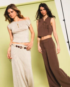 FALDA EVENING BREEZE · DORADO -[品牌] Ventas THE-ARE falda midi dorado brillo conjunto elegante fiesta mujer the are 9