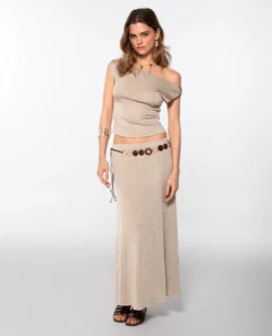 FALDA EVENING BREEZE · DORADO -[品牌] Ventas THE-ARE falda midi dorado brillo conjunto elegante fiesta mujer the are eci img 1 scaled