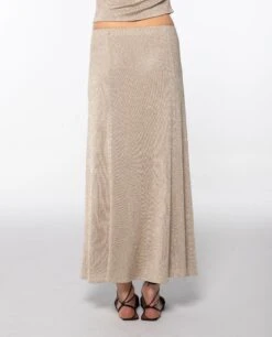 FALDA EVENING BREEZE · DORADO -[品牌] Ventas THE-ARE falda midi dorado brillo conjunto elegante fiesta mujer the are eci img 3