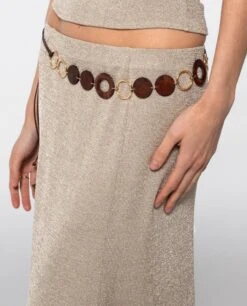 FALDA EVENING BREEZE · DORADO -[品牌] Ventas THE-ARE falda midi dorado brillo conjunto elegante fiesta mujer the are eci img 4