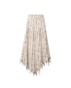 FALDA MOON TAN · DORADO -[品牌] Ventas THE-ARE falda midi estampada lentejuelas doradas bajo asimetrico mujer the are eci img 5