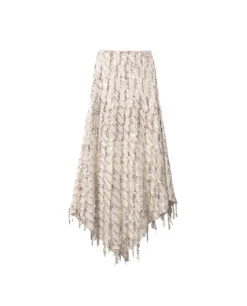 FALDA MOON TAN · DORADO -[品牌] Ventas THE-ARE falda midi estampada lentejuelas doradas bajo asimetrico mujer the are eci img 5 scaled