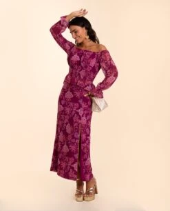 FALDA CARMONA · ESTAMPADO -[品牌] Ventas THE-ARE falda midi estampado flores gasa abertura vuelo total look invitada mujer the are eci img 1