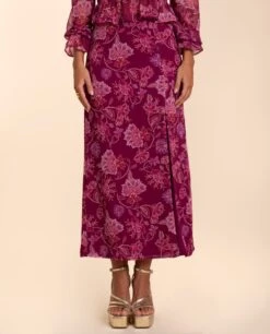 FALDA CARMONA · ESTAMPADO -[品牌] Ventas THE-ARE falda midi estampado flores gasa abertura vuelo total look invitada mujer the are eci img 2