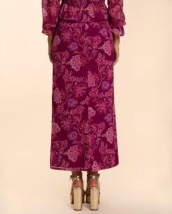 FALDA CARMONA · ESTAMPADO -[品牌] Ventas THE-ARE falda midi estampado flores gasa abertura vuelo total look invitada mujer the are eci img 3