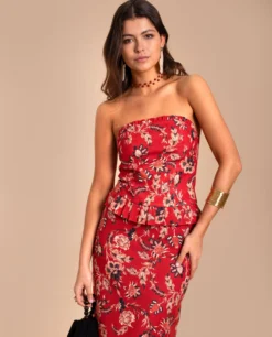 FALDA VEGA · ESTAMPADO -[品牌] Ventas THE-ARE falda midi estampado flores rojo conjunto invitada mujer the are 6 scaled