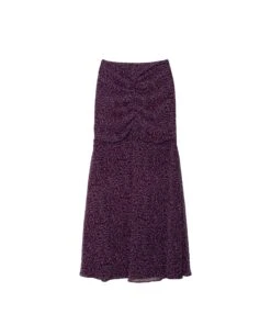 FALDA ADÈLE · ESTAMPADO -[品牌] Ventas THE-ARE falda midi estampado morado gasa detalle frunce cadera vuelo conjunto invitada mujer the are eci img 5