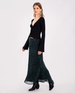 FALDA EVER YOU MEET · ESTAMPADO -[品牌] Ventas THE-ARE falda midi estampado verde lurex conjunto fiesta mujer the are eci img 1