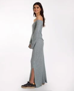 FALDA FREE SPIRIT · GRIS -[品牌] Ventas THE-ARE falda midi punto gris elastico conjunto mujer the are