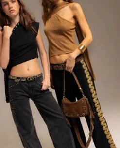 JEANS OASIS · NEGRO -[品牌] Ventas THE-ARE jeans negros detalle bordado dorado lateral mujer the are 02 1