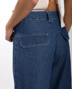 JEANS SUNSET RIDE · DENIM -[品牌] Ventas THE-ARE jeans vaquero oscuro campana talle alto rayas mujer the are eci img 4 scaled