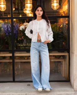 JEANS JUST GIRLS · AZUL -[品牌] Ventas THE-ARE jeans wide leg detalle pernera tiro alto mujer the are 1 scaled